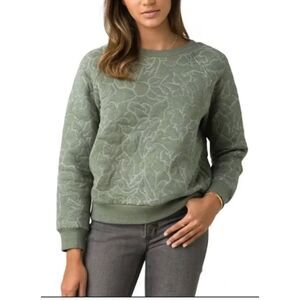 PRANA Women’s Green Quilted Crewneck Sweater | XS | Heavyweight Pullover